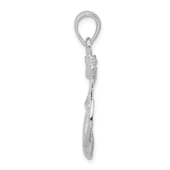 De-Ani Sterling Silver Rhodium-Plated Polished Anchor with Rope Pendant