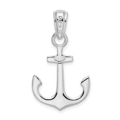 De-Ani Sterling Silver Rhodium-Plated Polished 3D Anchor Pendant