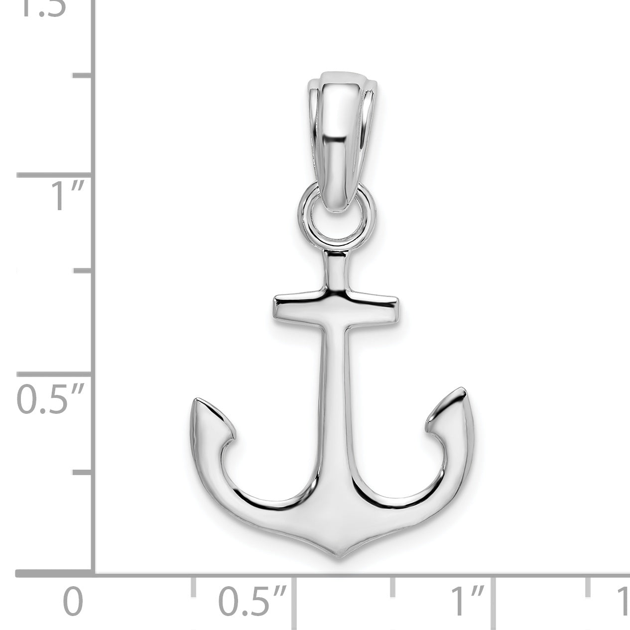 De-Ani Sterling Silver Rhodium-Plated Polished 3D Anchor Pendant