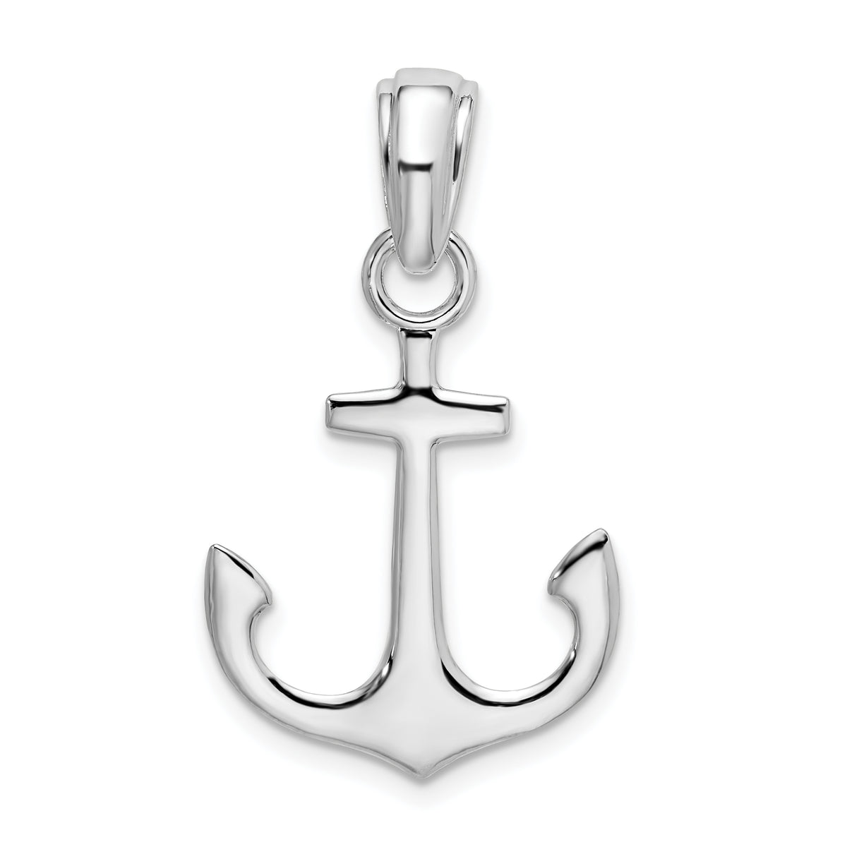 De-Ani Sterling Silver Rhodium-Plated Polished 3D Anchor Pendant