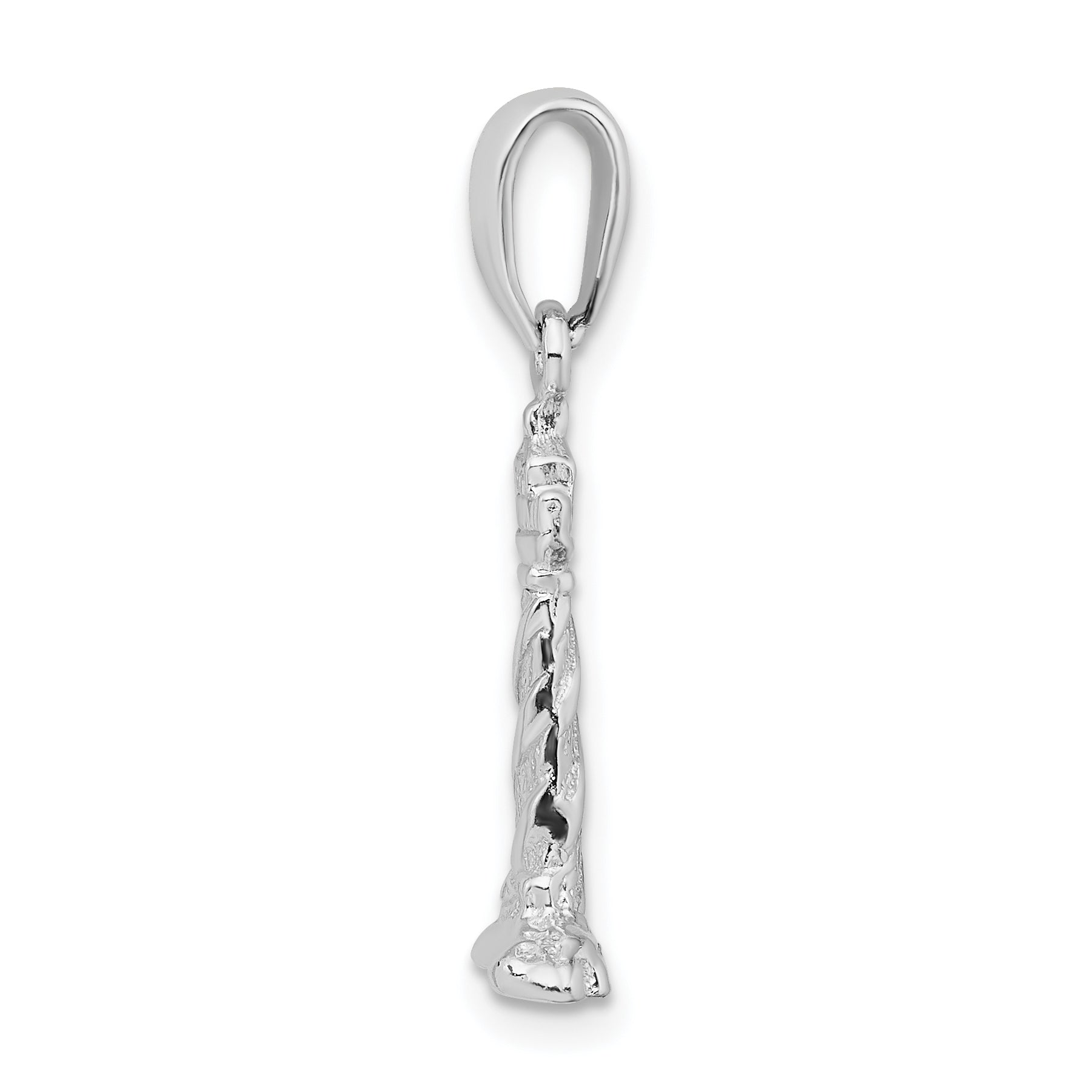 De-Ani Sterling Silver Polished 3D Cape Hatteras Lighthouse Pendant