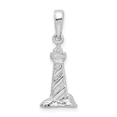 De-Ani Sterling Silver Polished 3D Cape Hatteras Lighthouse Pendant