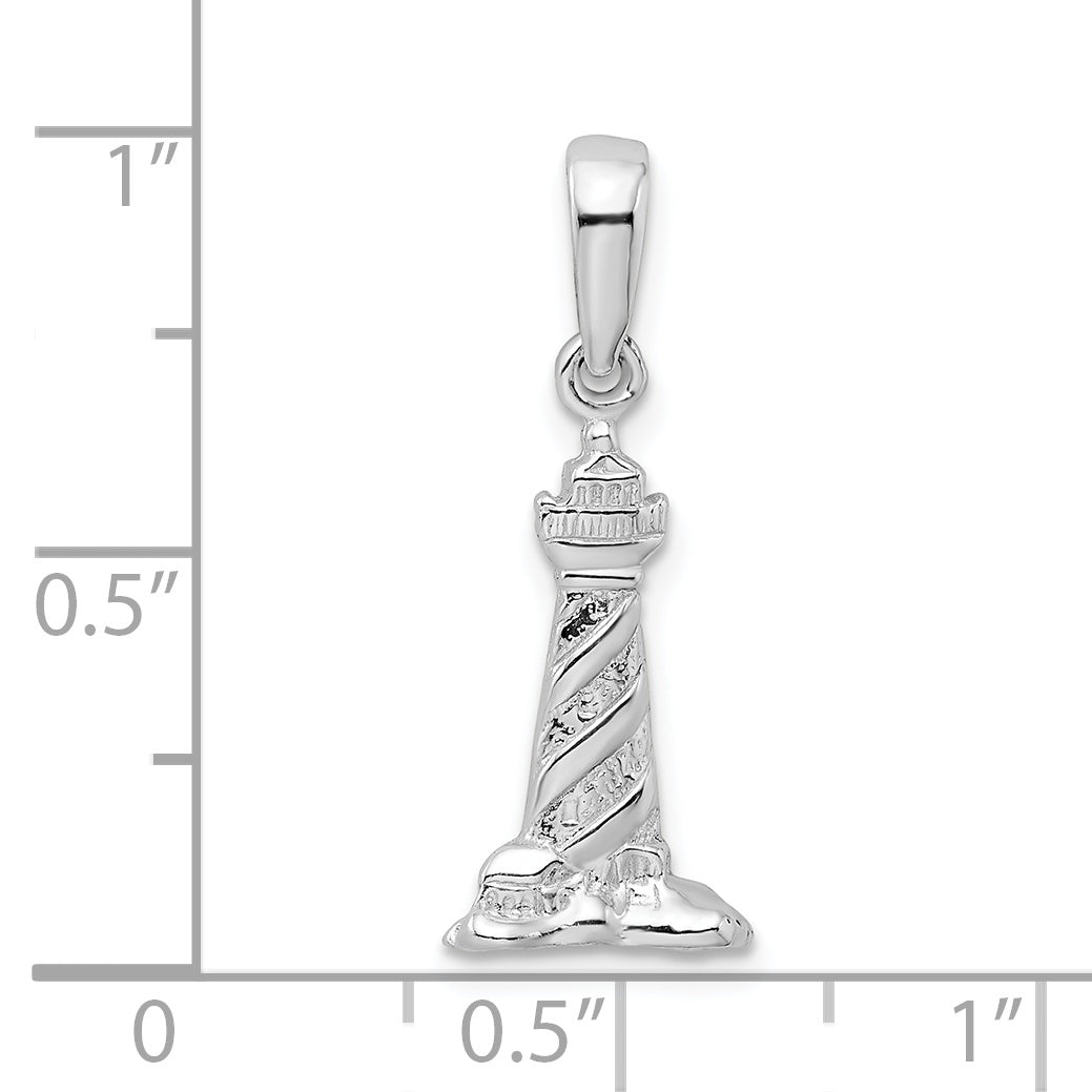 De-Ani Sterling Silver Polished 3D Cape Hatteras Lighthouse Pendant