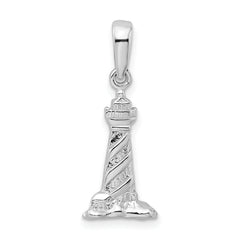 De-Ani Sterling Silver Polished 3D Cape Hatteras Lighthouse Pendant