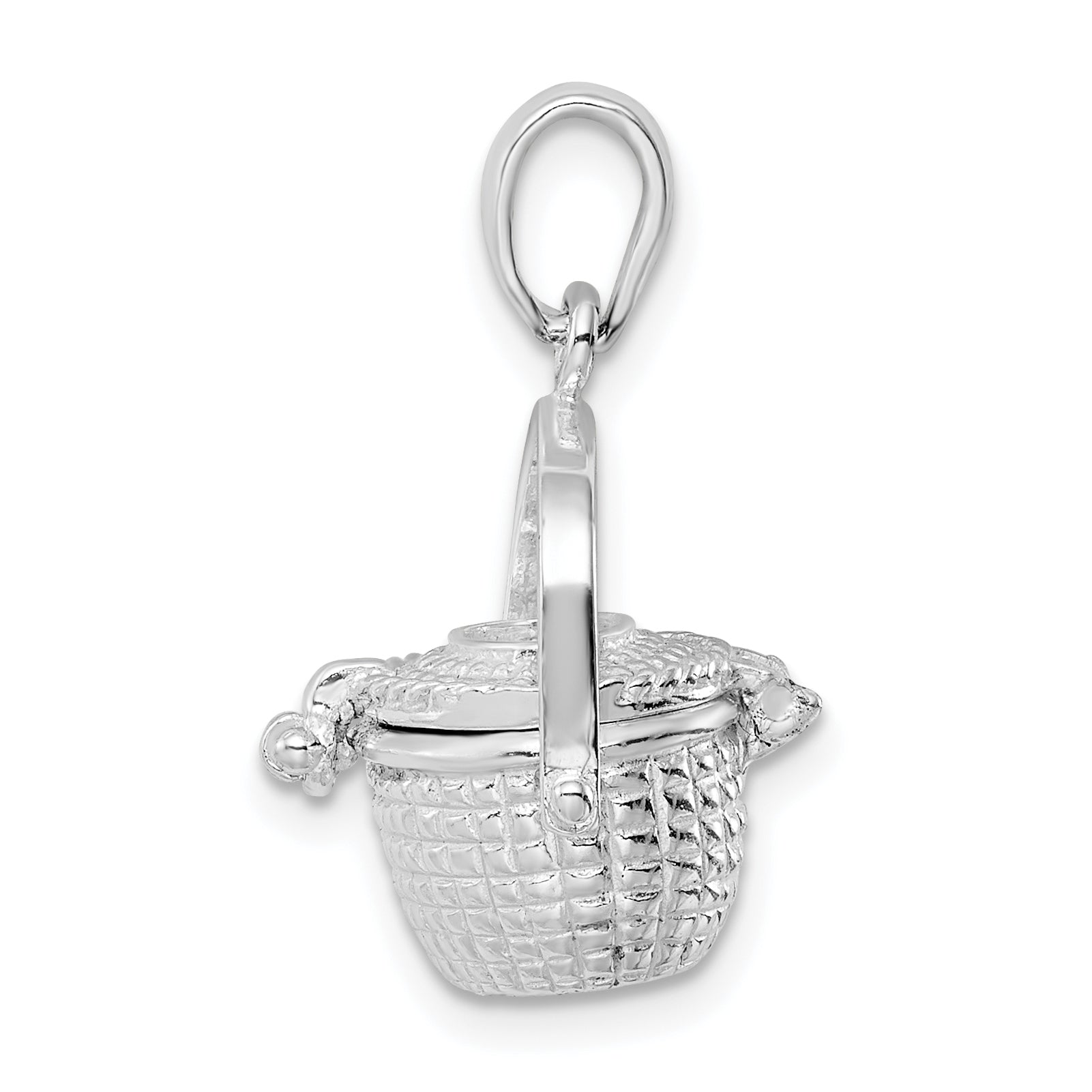 De-Ani Sterling Silver Rhodium-Plated 3D Moveable Large Nantucket Basket Pendant