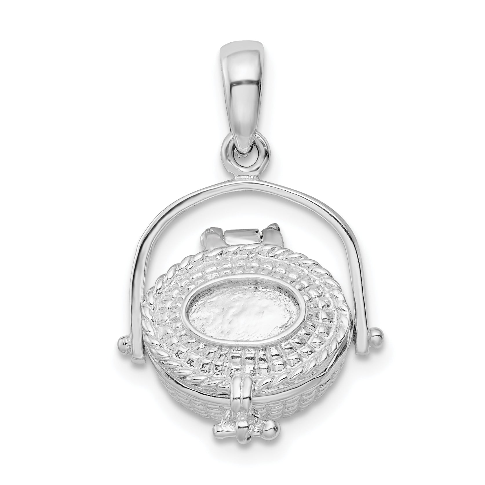 De-Ani Sterling Silver Rhodium-Plated 3D Moveable Large Nantucket Basket Pendant