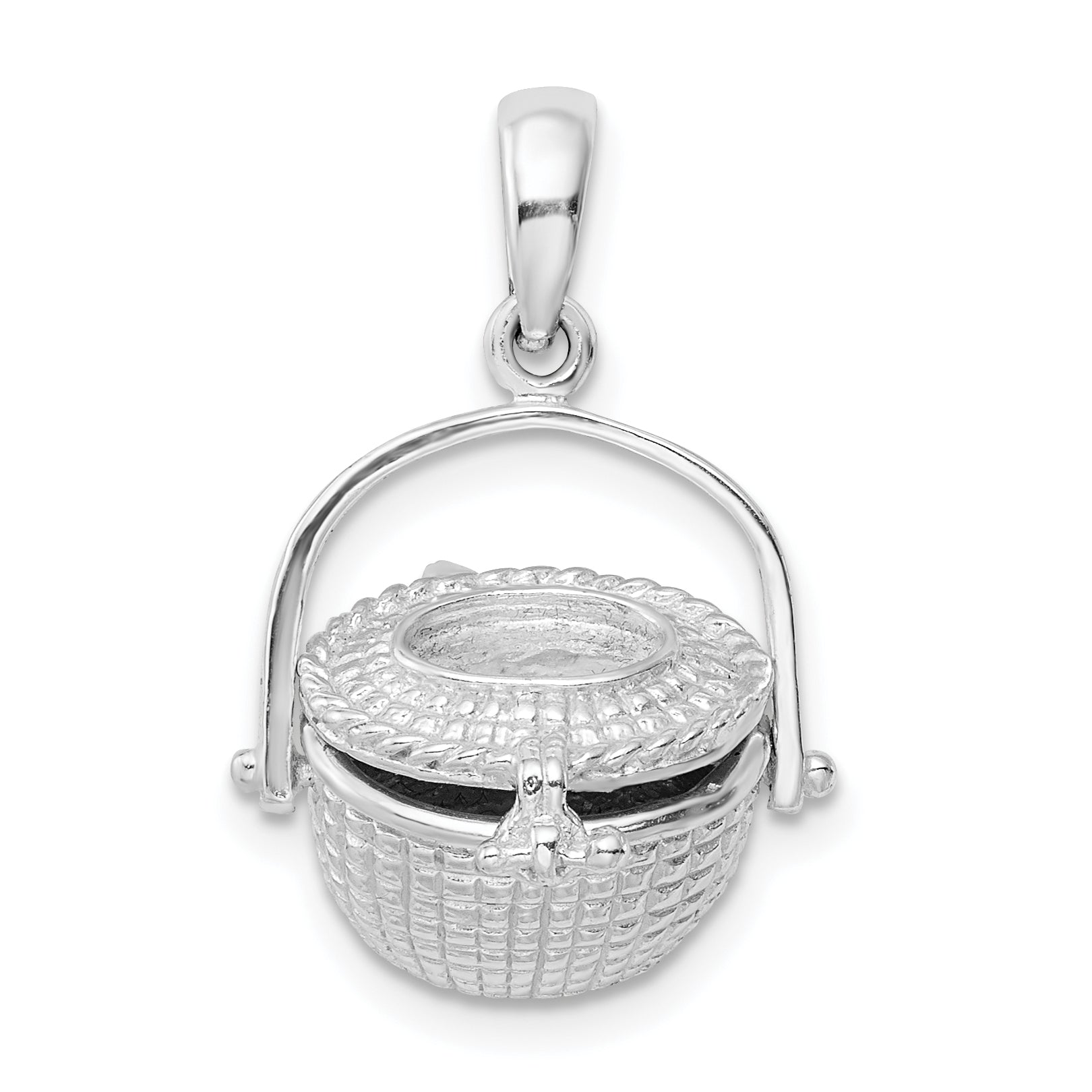 De-Ani Sterling Silver Rhodium-Plated 3D Moveable Large Nantucket Basket Pendant