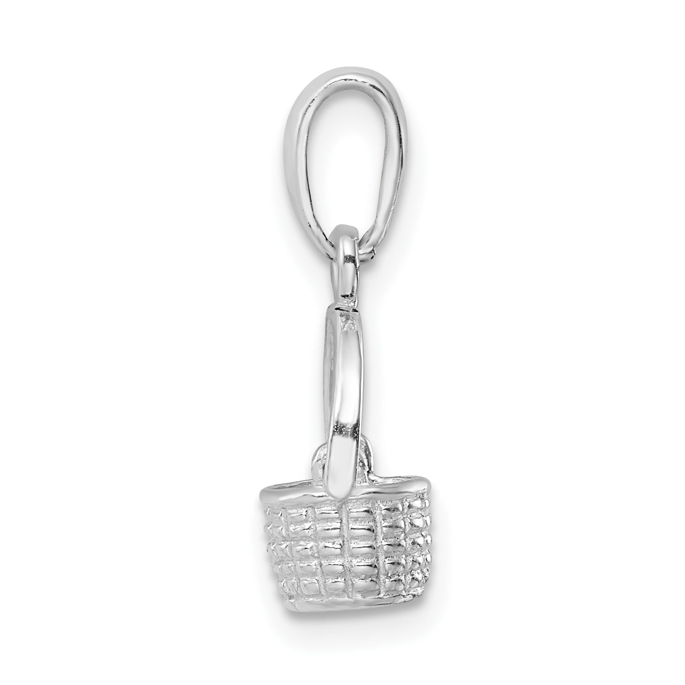 De-Ani Sterling Silver Rhodium-Plated 3D Basket with Moving Handle Pendant