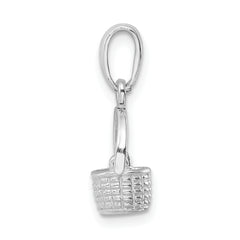 De-Ani Sterling Silver Rhodium-Plated 3D Basket with Moving Handle Pendant