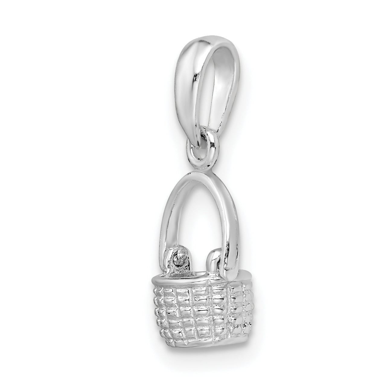 De-Ani Sterling Silver Rhodium-Plated 3D Basket with Moving Handle Pendant