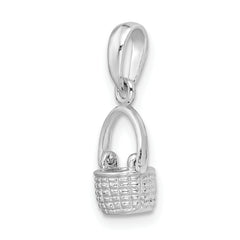 De-Ani Sterling Silver Rhodium-Plated 3D Basket with Moving Handle Pendant