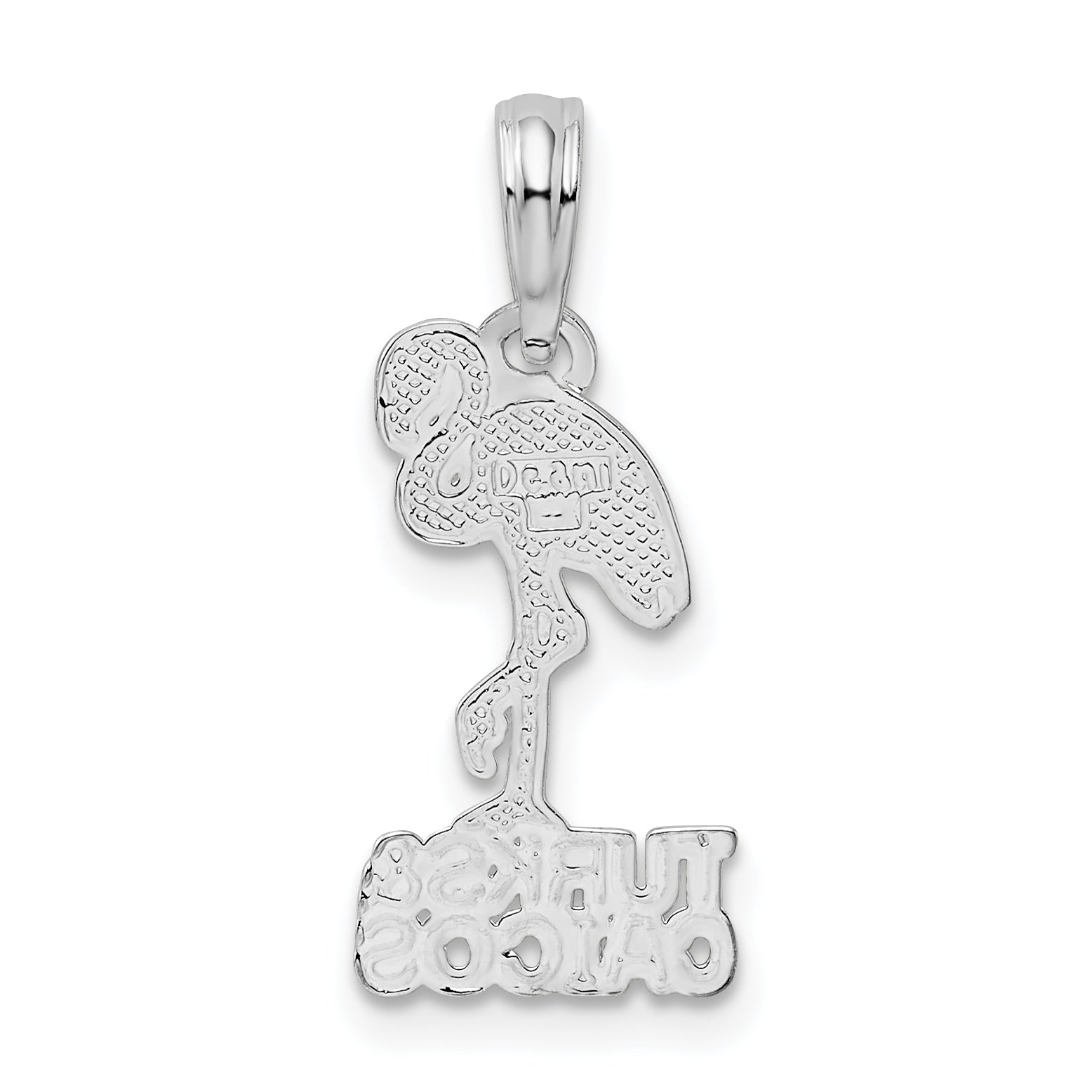 De-Ani Sterling Silver Rhodium-Plated Polished Turks and Caicos Flamingo Pendant