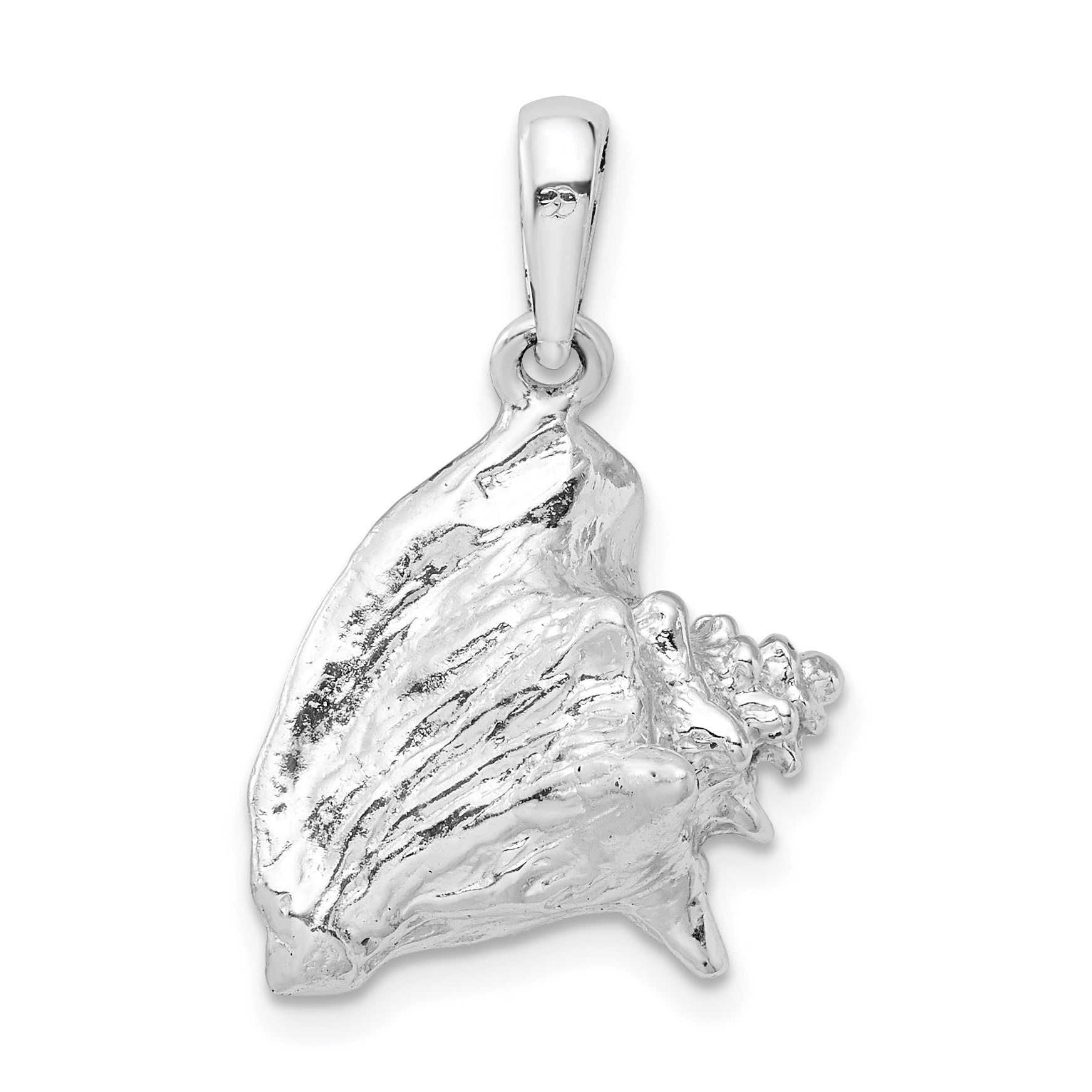 De-Ani Sterling Silver Rhodium-Plated Polished 3D Conch Shell Pendant