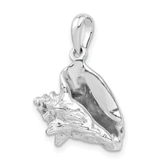 De-Ani Sterling Silver Rhodium-Plated Polished 3D Conch Shell Pendant