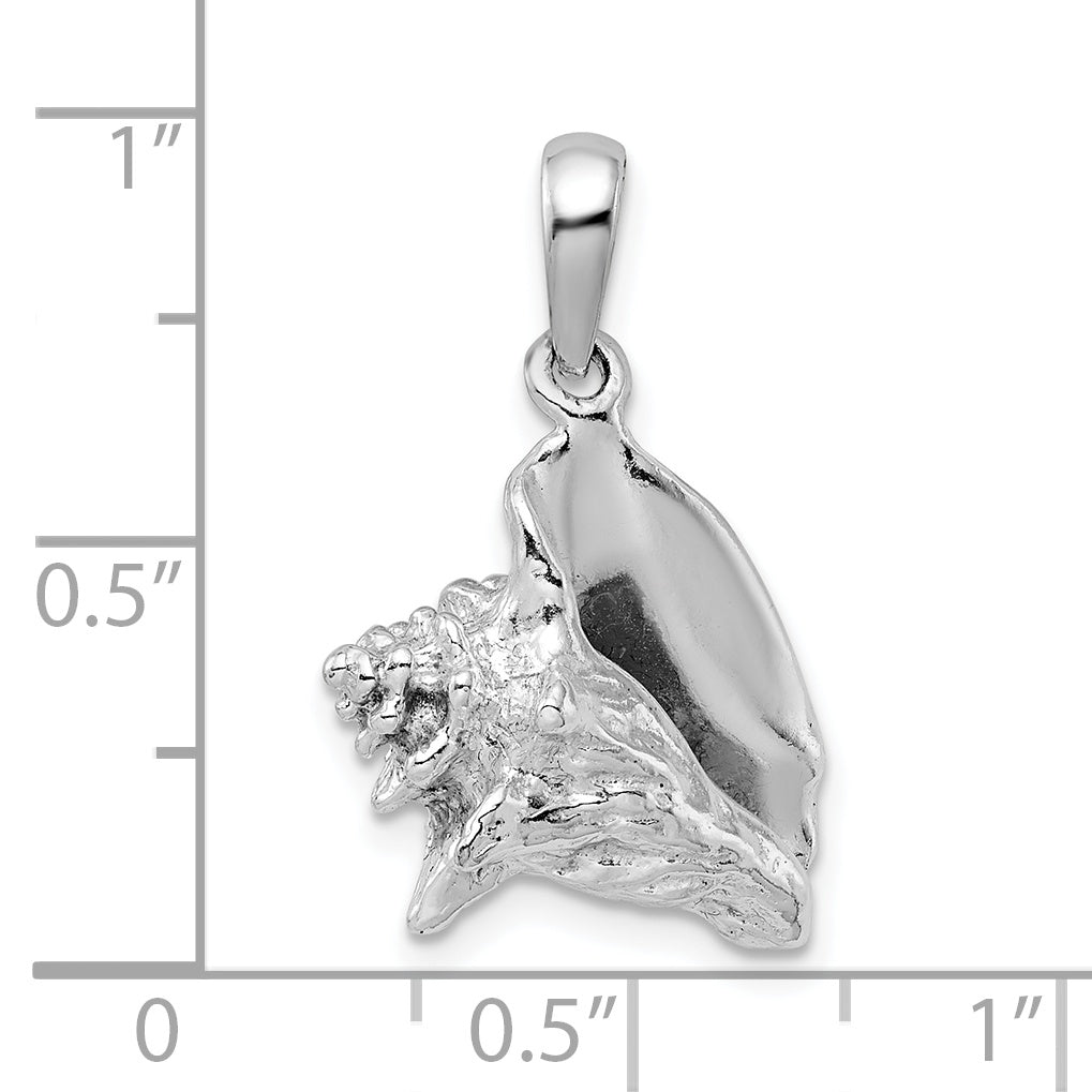 De-Ani Sterling Silver Rhodium-Plated Polished 3D Conch Shell Pendant