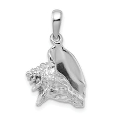 De-Ani Sterling Silver Rhodium-Plated Polished 3D Conch Shell Pendant