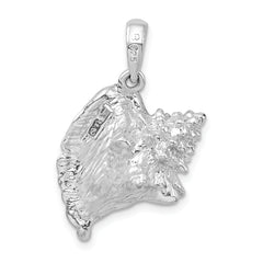 De-Ani Sterling Silver Rhodium-Plated Polished 3D Large Conch Shell Pendant