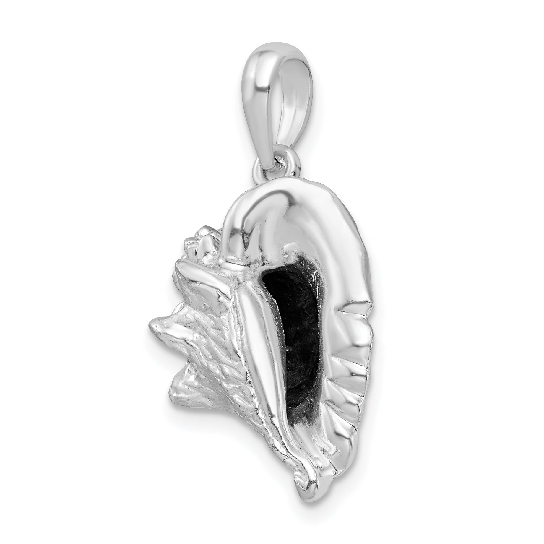 De-Ani Sterling Silver Rhodium-Plated Polished 3D Large Conch Shell Pendant