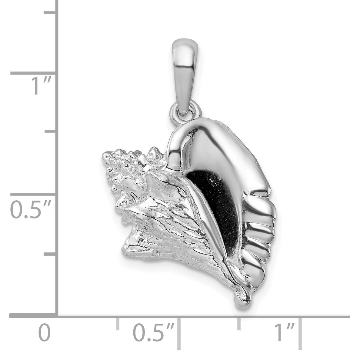 De-Ani Sterling Silver Rhodium-Plated Polished 3D Large Conch Shell Pendant