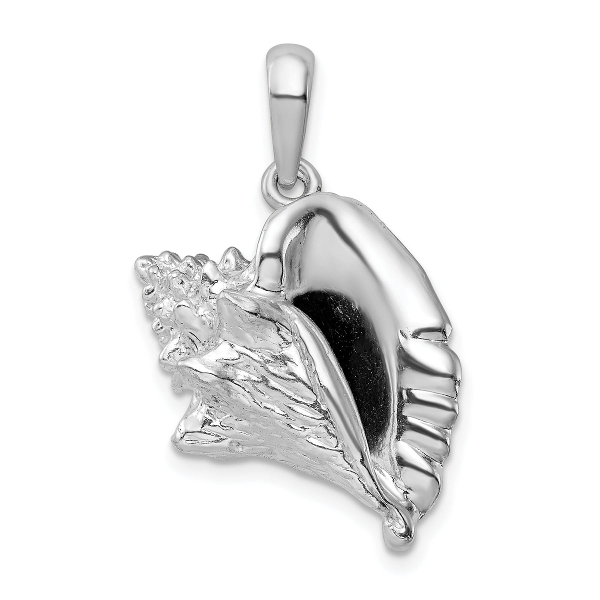 De-Ani Sterling Silver Rhodium-Plated Polished 3D Large Conch Shell Pendant