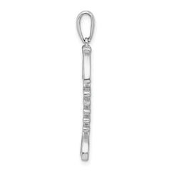 De-Ani Sterling Silver Rhodium-Plated Polished and Textured 3D Fishbone Pendant