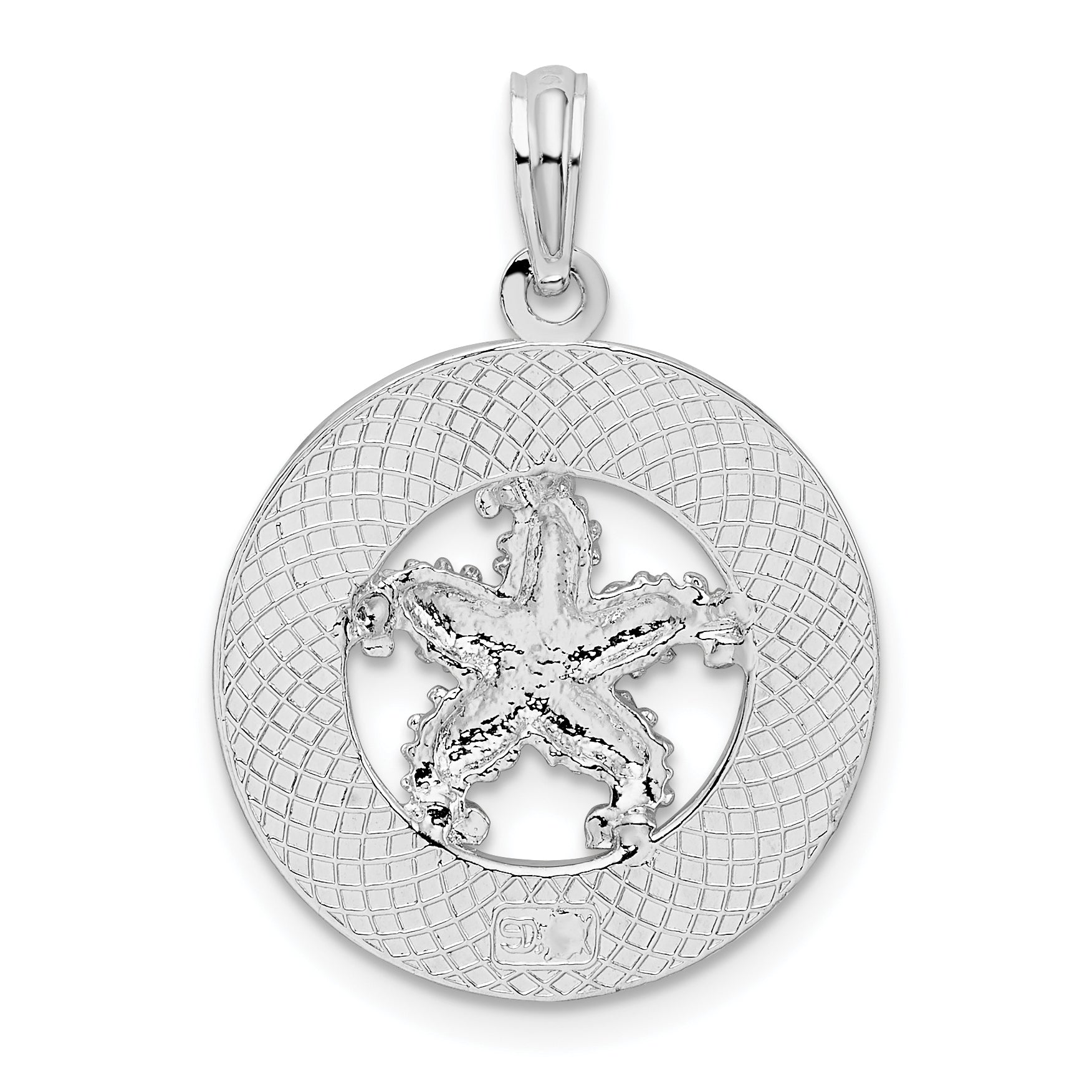 De-Ani Sterling Silver Rhodium-Plated Textured Siesta Key Florida with Starfish Pendant