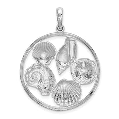 De-Ani Sterling Silver Polished Shells in Circle Pendant