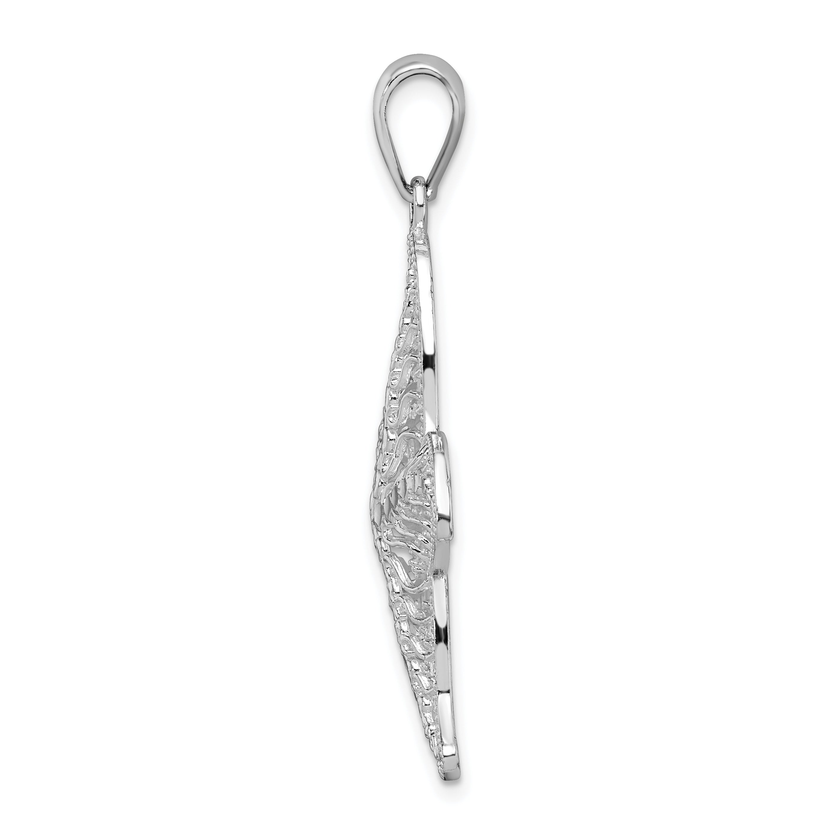 De-Ani Sterling Silver Polished Filigree Starfish Pendant