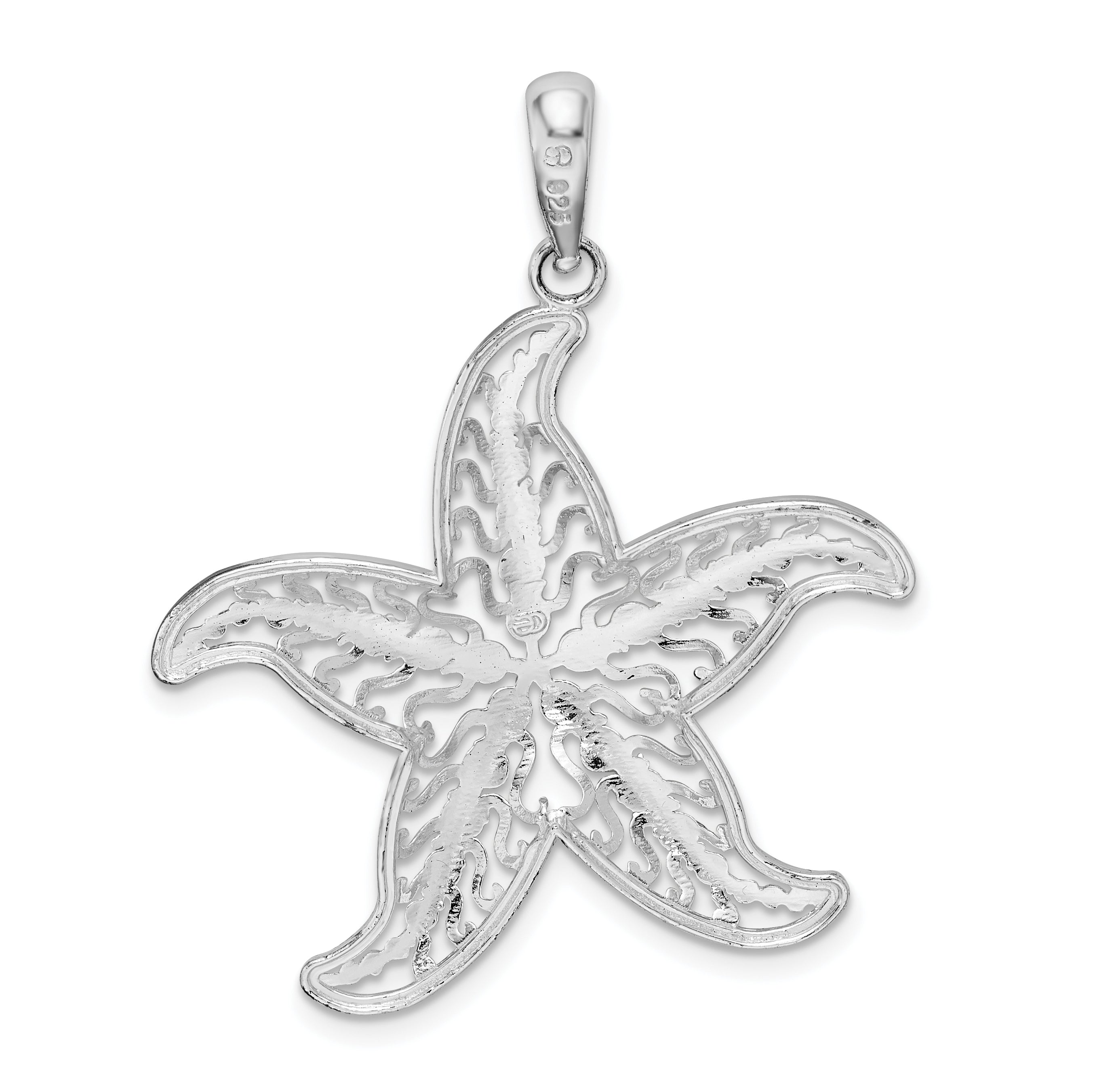 De-Ani Sterling Silver Polished Filigree Starfish Pendant