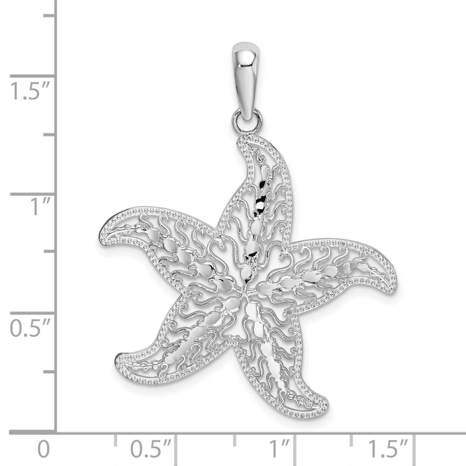 De-Ani Sterling Silver Polished Filigree Starfish Pendant