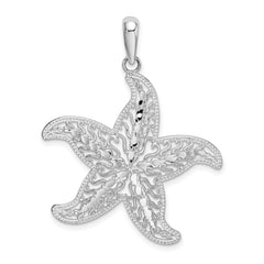 De-Ani Sterling Silver Polished Filigree Starfish Pendant