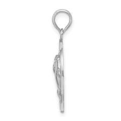 De-Ani Sterling Silver Rhodium-Plated Textured Key West with Dolphins Pendant