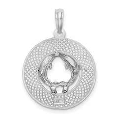 De-Ani Sterling Silver Rhodium-Plated Textured Key West with Dolphins Pendant