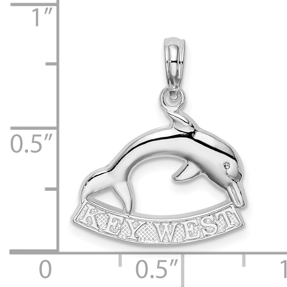 De-Ani Sterling Silver Rhodium-Plated Polished Key West Dolphin Pendant