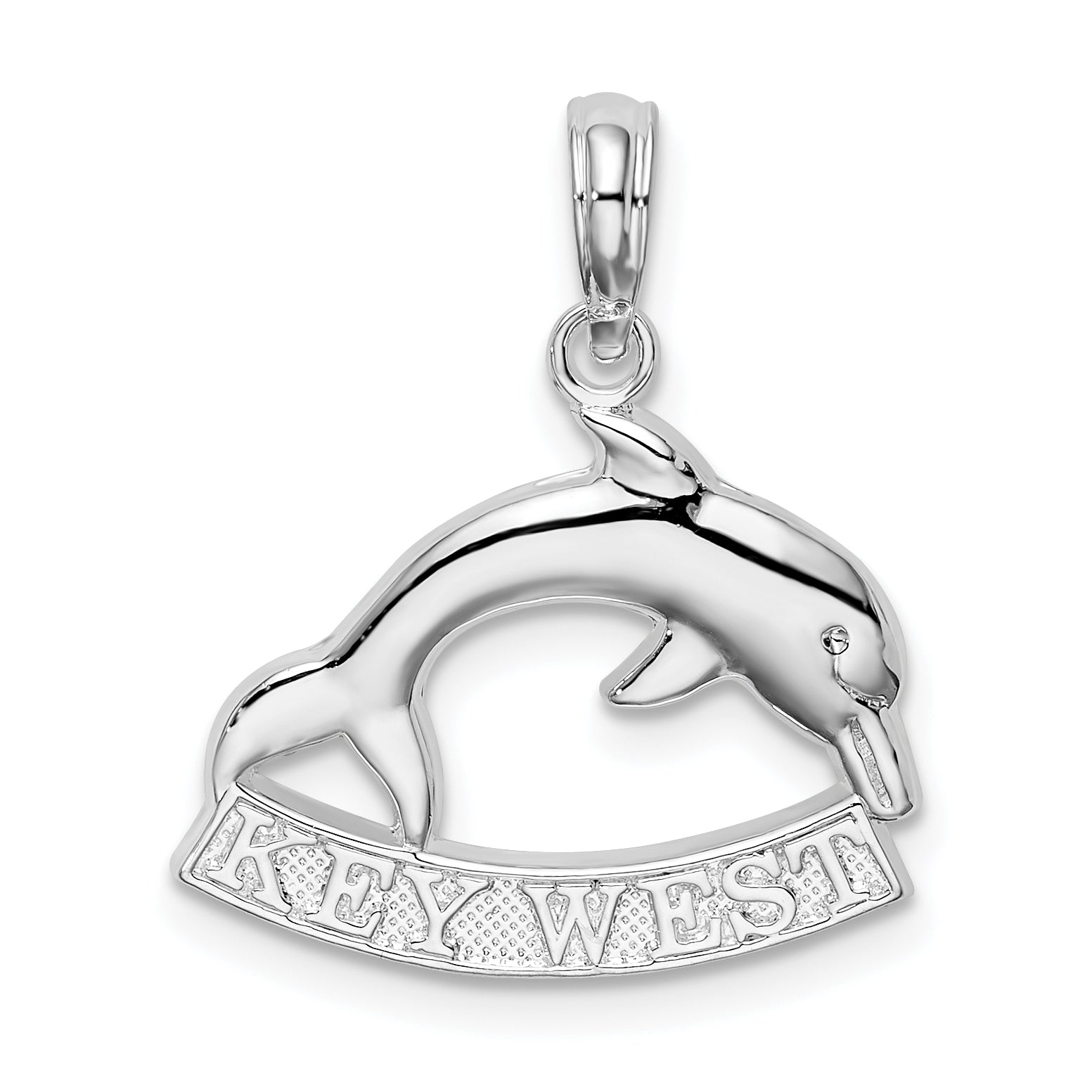 De-Ani Sterling Silver Rhodium-Plated Polished Key West Dolphin Pendant