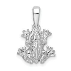 De-Ani Sterling Silver Rhodium-Plated Polished Frog Pendant