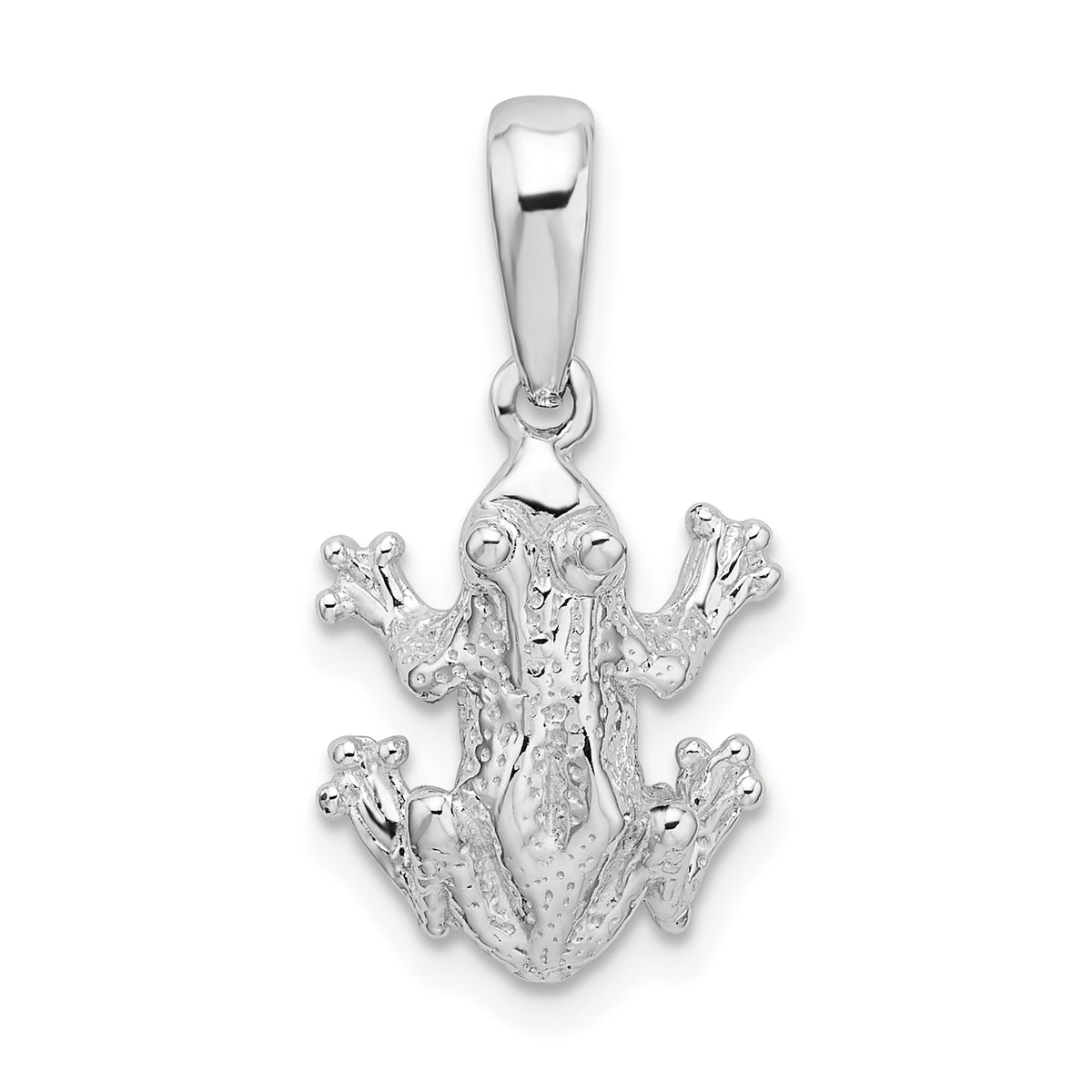 De-Ani Sterling Silver Rhodium-Plated Polished Frog Pendant