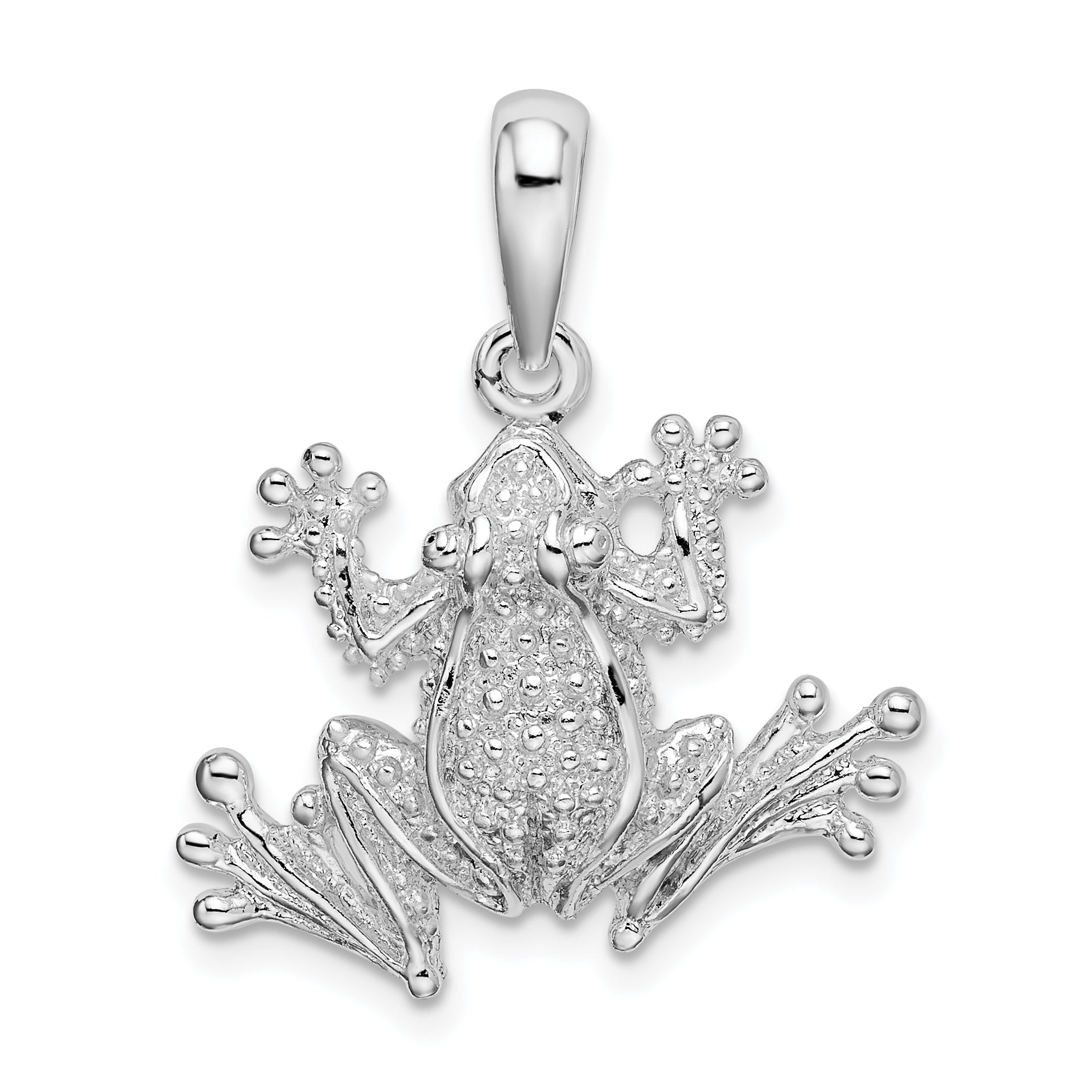 De-Ani Sterling Silver Rhodium-Plated Polished Frog Pendant