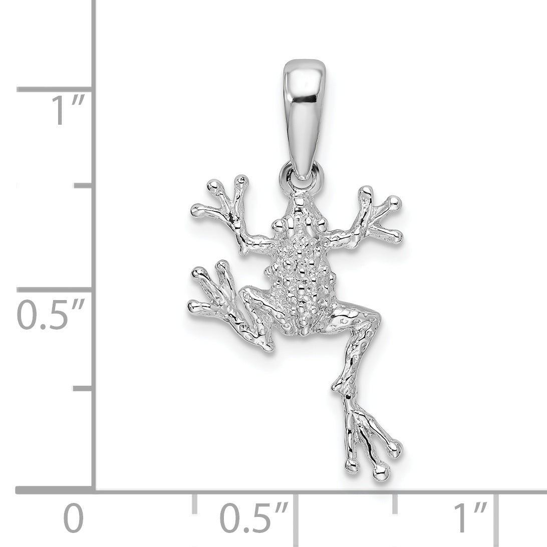 De-Ani Sterling Silver Rhodium-Plated Polished Jumping Frog Pendant