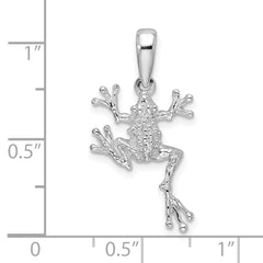 De-Ani Sterling Silver Rhodium-Plated Polished Jumping Frog Pendant