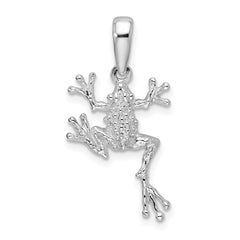 De-Ani Sterling Silver Rhodium-Plated Polished Jumping Frog Pendant