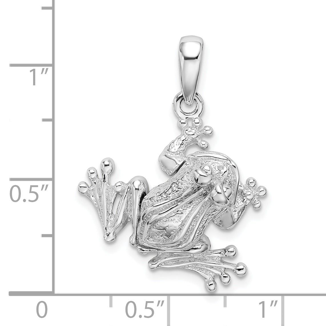 De-Ani Sterling Silver Rhodium-Plated Polished Bug Eyed Frog Pendant