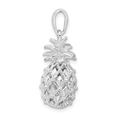 De-Ani Sterling Silver Rhodium-Plated Polished 3D Cut-Out Medium Pineapple Pendant