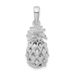 De-Ani Sterling Silver Rhodium-Plated Polished 3D Cut-Out Medium Pineapple Pendant