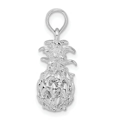 De-Ani Sterling Silver Rhodium-Plated Polished 3D Cut-Out Small Pineapple Pendant