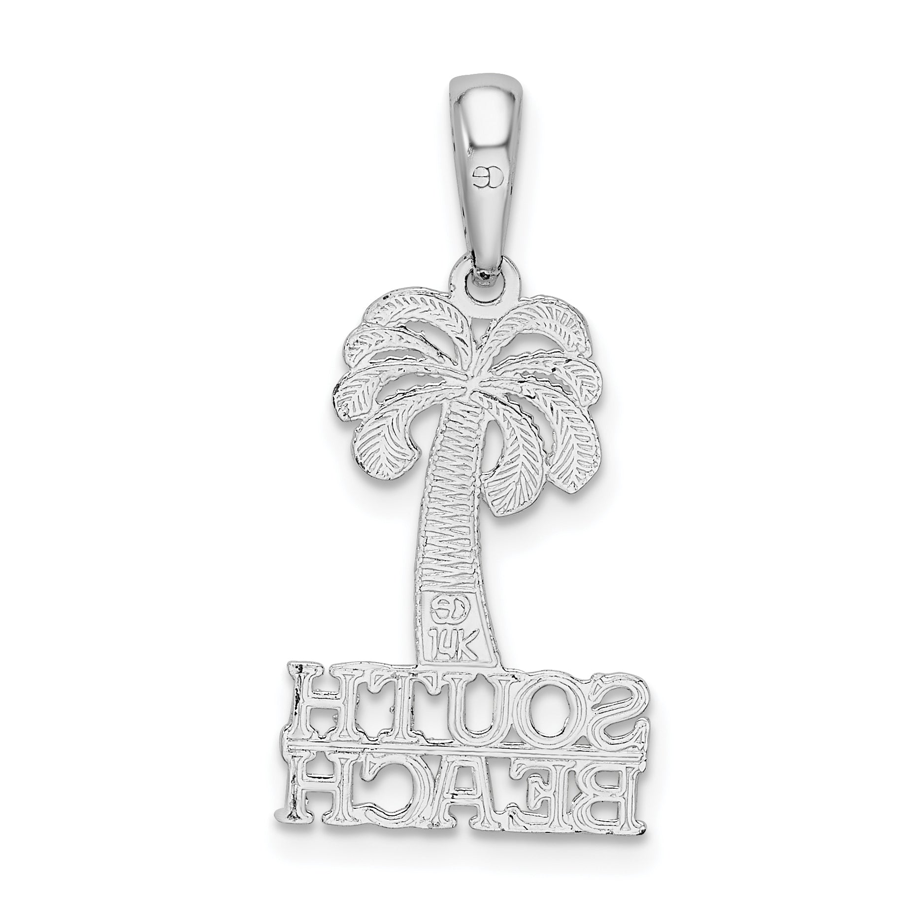 De-Ani Sterling Silver Rhodium-Plated Polished South Beach Palm Tree Pendant