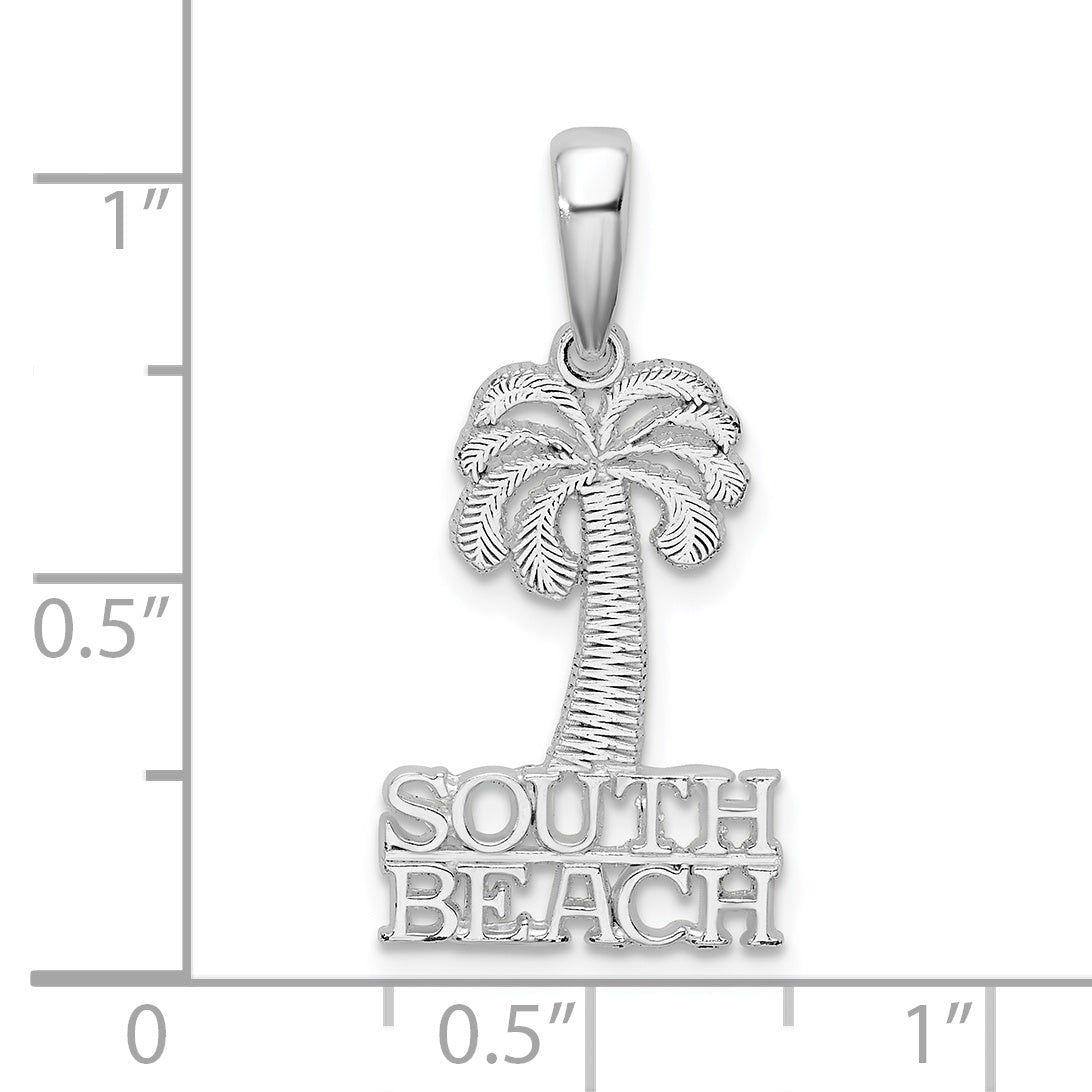 De-Ani Sterling Silver Rhodium-Plated Polished South Beach Palm Tree Pendant