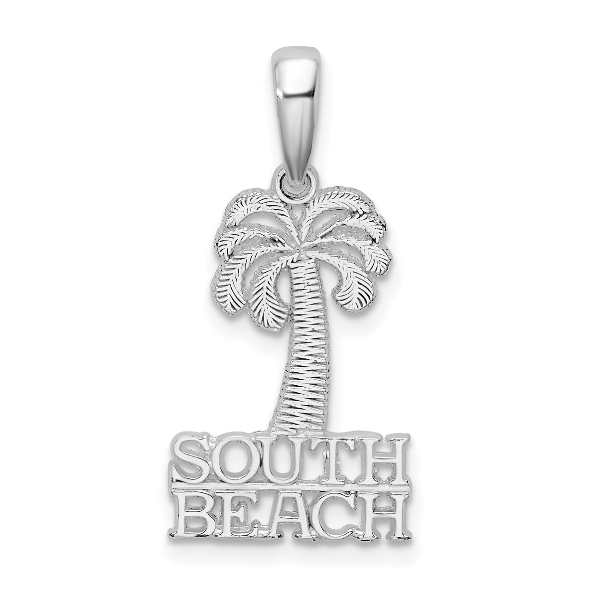 De-Ani Sterling Silver Rhodium-Plated Polished South Beach Palm Tree Pendant