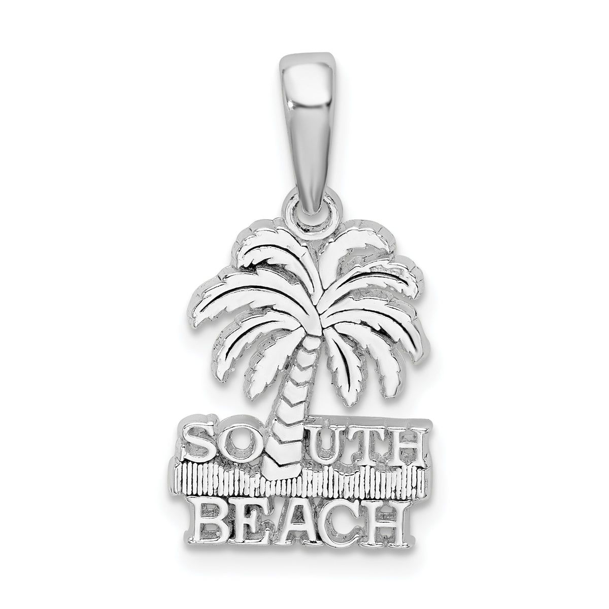 De-Ani Sterling Silver Rhodium-Plated Polished South Beach Palm Tree Pendant