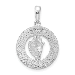 De-Ani Sterling Silver Rhodium-Plated Polished Antigua W.I. Circle Shell Pendant